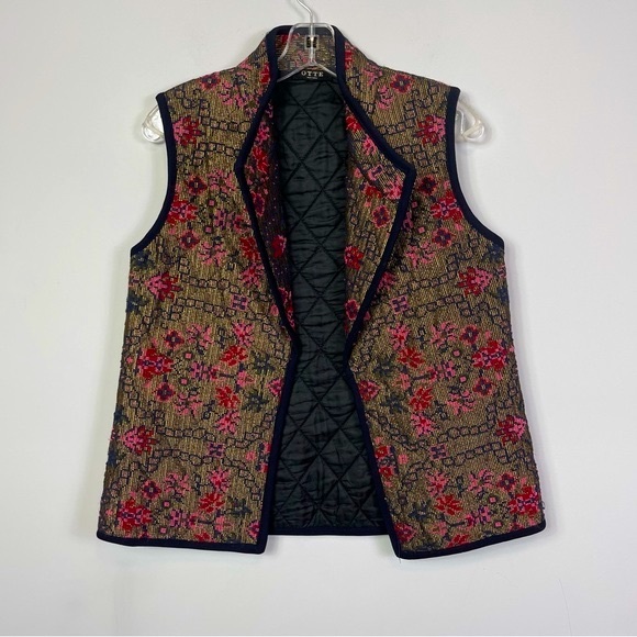 ShopBop Otte New York Chloe Quilted Tapestry Floral Metallic Embroidered Vest S - Picture 3 of 16